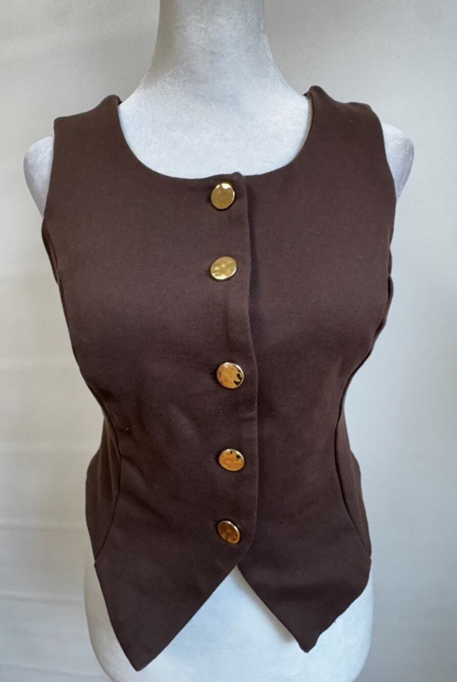 Milk & Honey Brown Button Front Vest Size S
